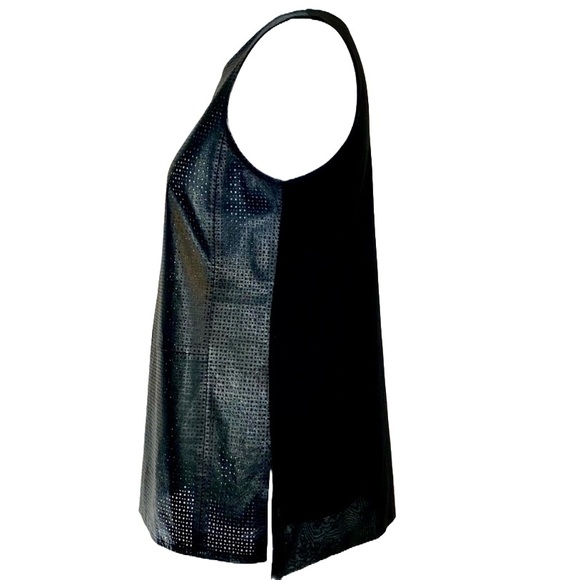 NWOT Vince Genuine Lambskin Leather Mesh /Sheer Silk Peplum Hem Top… - Picture 7 of 12